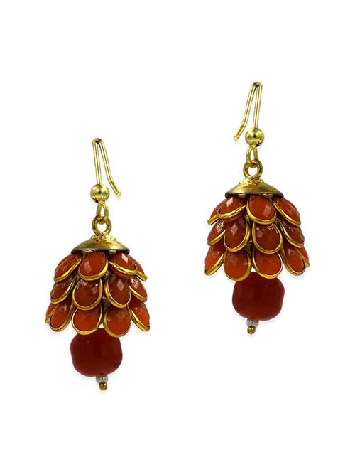 orange brass drop earring - 12777341 - Very Small Image - 1