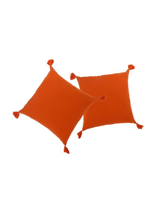 rosara amber tassel trim orange cushion cover set of 2 - 12779810 - Very Small Image - 1