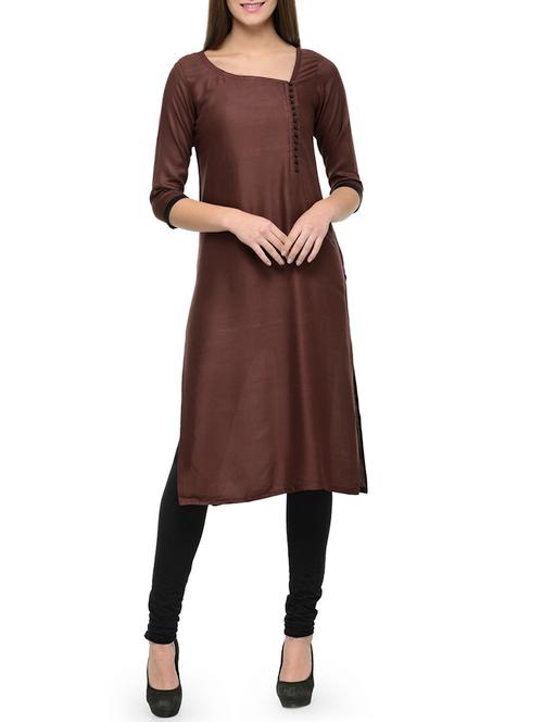 metallic brown solid kurta - 12780208 - Very Small Image - 1