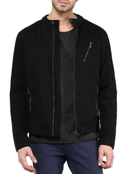 black cotton biker jacket - 12780632 - Very Small Image - 1