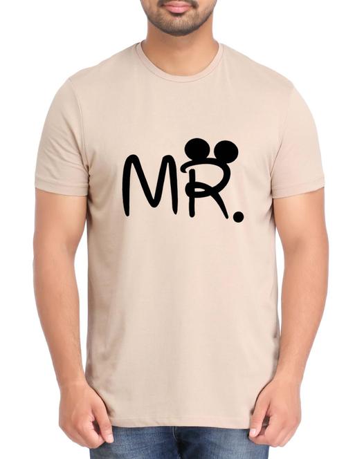 beige printed cotton t-shirt - 12781123 - Very Small Image - 1