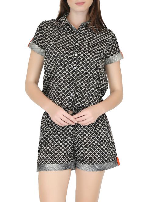 black printed cotton jumpsuit - 12783250 - Very Small Image - 1