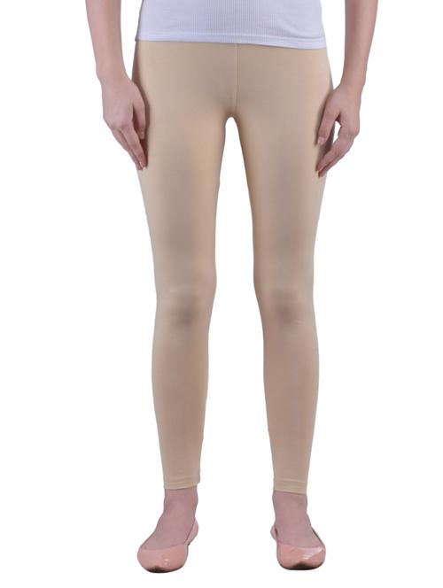 beige cotton lycra ankle length legging - 12786082 - Very Small Image - 1