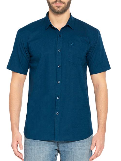 navy blue cotton casual shirt - 12786750 - Very Small Image - 1