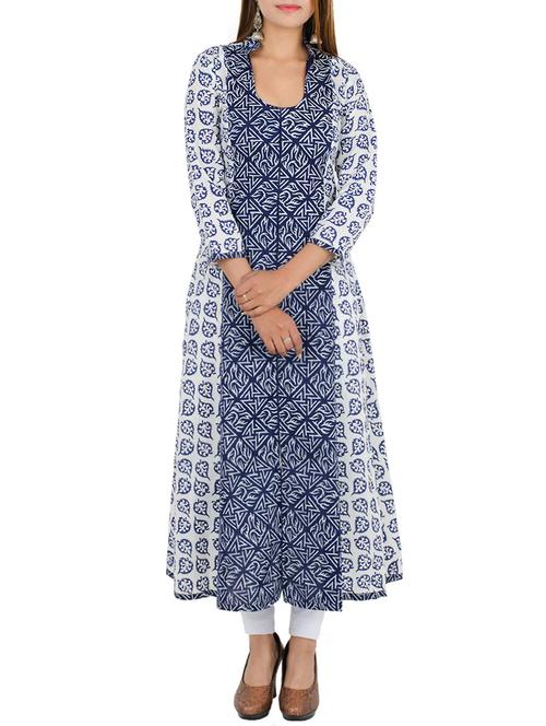 blue cotton a-line kurta - 12787536 - Very Small Image - 1