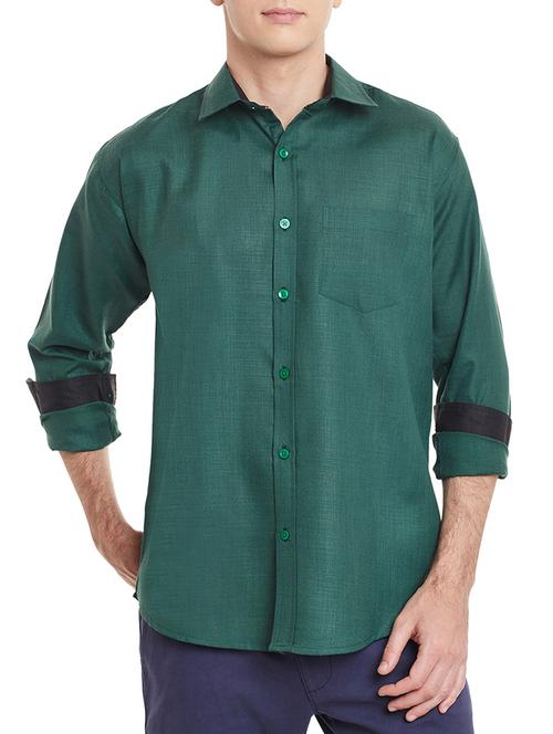green cotton casual shirt - 12788162 - Very Small Image - 1