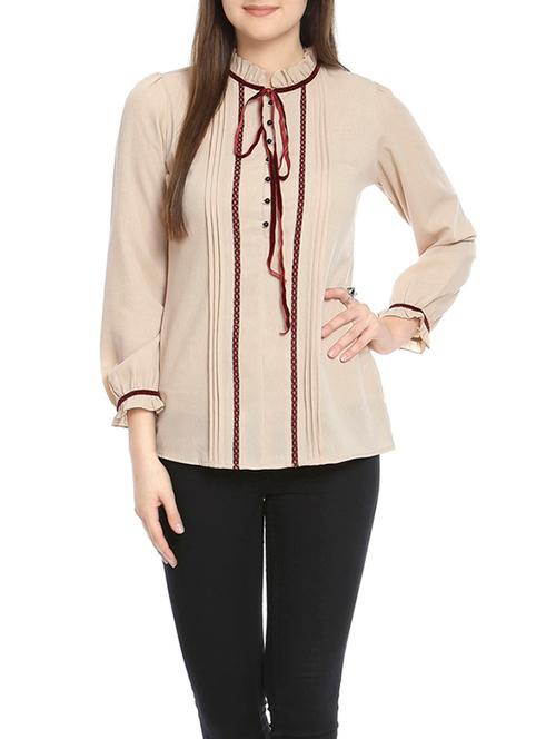 beige polyester regular top - 12789077 - Very Small Image - 1