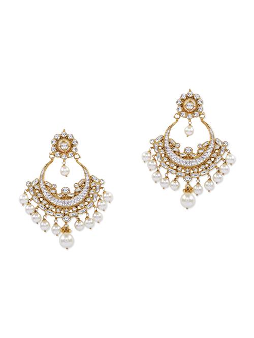 gold copper kundan earrings - 12789162 - Very Small Image - 1