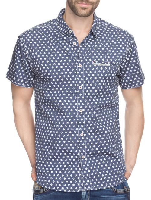 navy blue cotton casual shirt - 12792606 - Very Small Image - 1