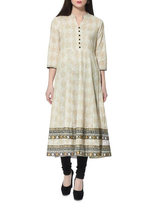 white color cotton anarkali kurti - 12793137 - Very Small Image - 1