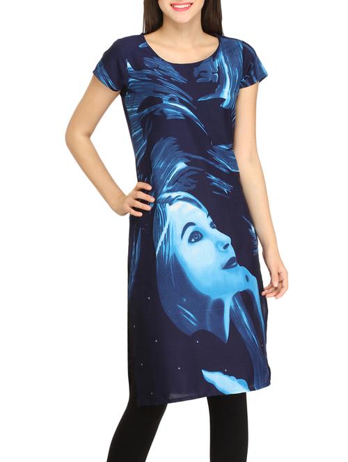 blue crepe straight kurta - 12794434 - Very Small Image - 1