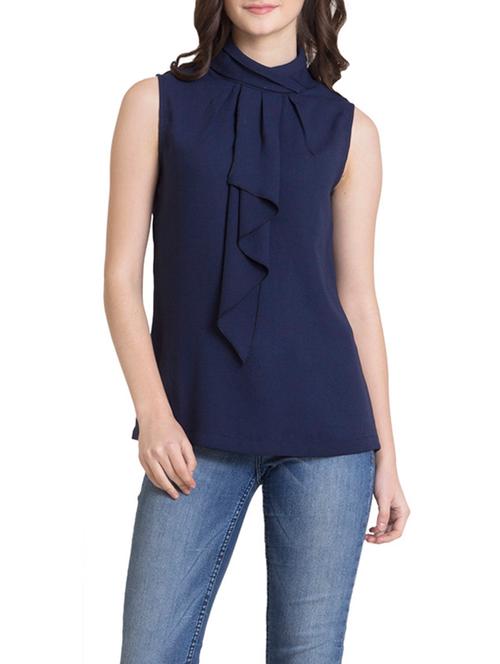 navy blue ruffle top - 12795820 - Very Small Image - 1