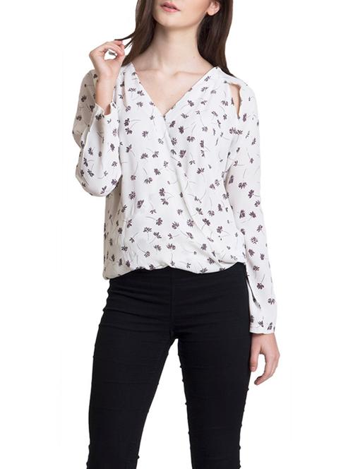 white printed viscose top - 12795828 - Very Small Image - 1