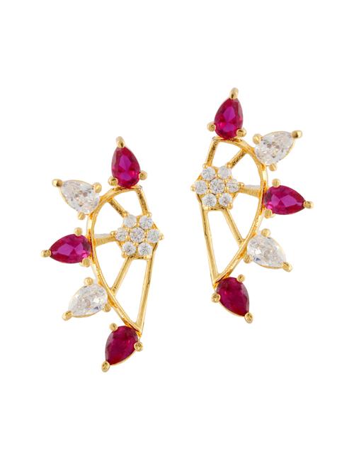 parijaat designer gold plated cz cuff earring for women. - 12796392 - Very Small Image - 1