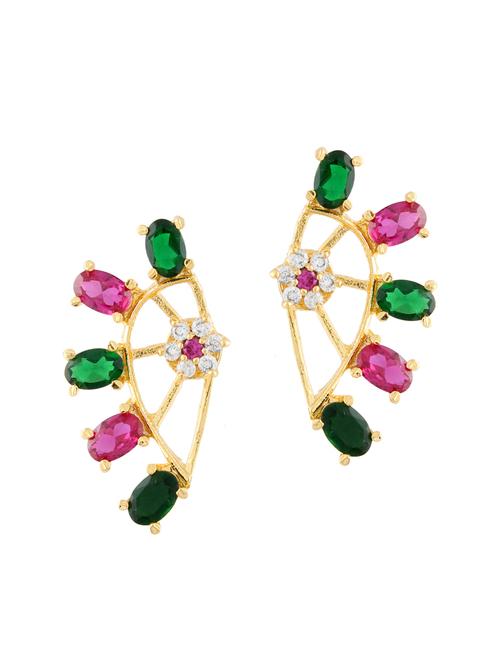 parijaat designer gold plated cz cuff earring for women. - 12796394 - Very Small Image - 1