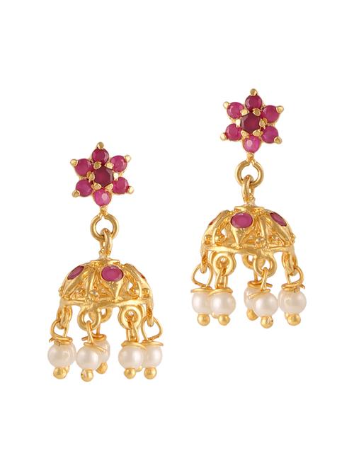 parijaat pack of cz jhumki earrings - 12797120 - Very Small Image - 1