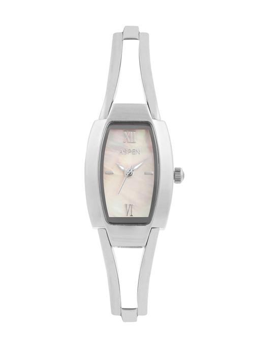 aspen classic analogue metal strap ladies brass silver color watch made from mineral crystal glass - 12798346 - Very Small Image - 1