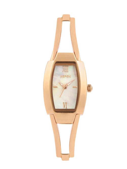 aspen classic analogue metal strap ladies brass gold color watch made from mineral crystal glass - 12798347 - Very Small Image - 1