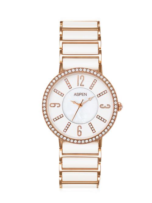 aspen ladies white color dial with mother of pearl ceramic collection watch for formal use - 12798350 - Very Small Image - 1