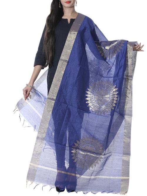 banarasi chanderi dupatta with zari weaving - 12799542 - Very Small Image - 1