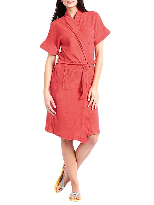 peach cotton bath robe - 12799950 - Very Small Image - 1