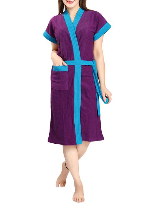 purple cotton bath robe - 12799952 - Very Small Image - 1