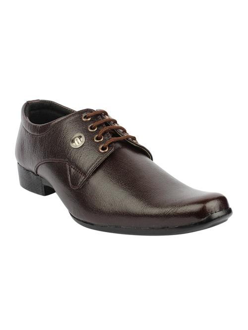 brown Leatherette lace up derby - 12799964 - Very Small Image - 1