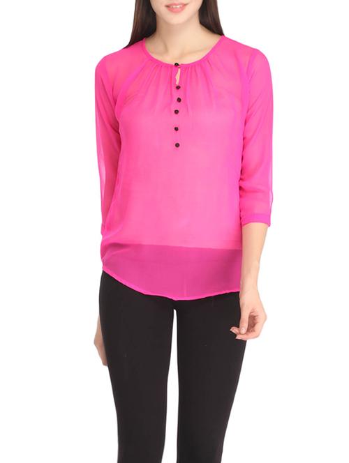 pink georgette regular top - 12799971 - Very Small Image - 1