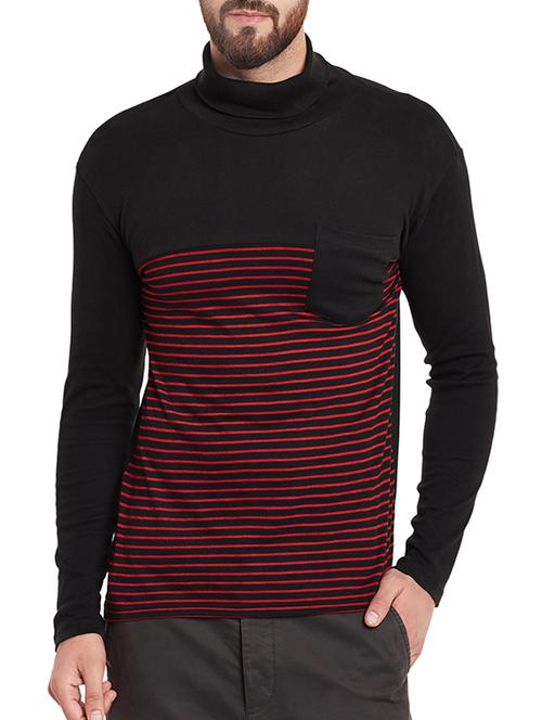 black cotton blend striped t-shirt - 12801097 - Very Small Image - 1