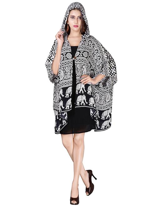 black printed crepe kaftan - 12801733 - Very Small Image - 1