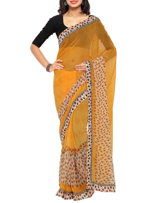 yellow color bordred saree with blouse - 12801835 - Very Small Image - 1