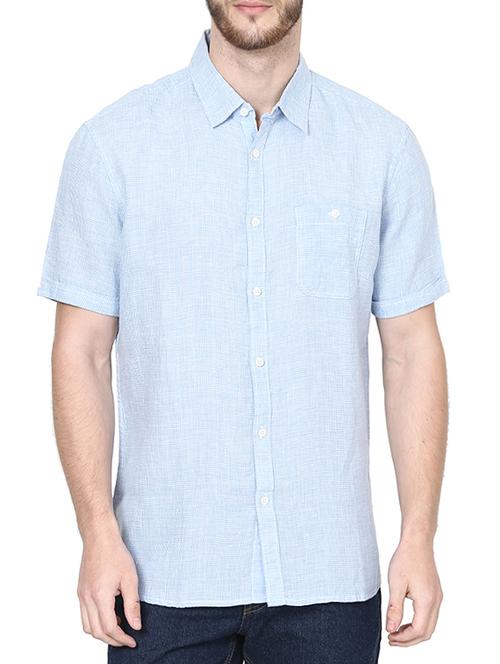 blue linen casual shirt - 12802001 - Very Small Image - 1