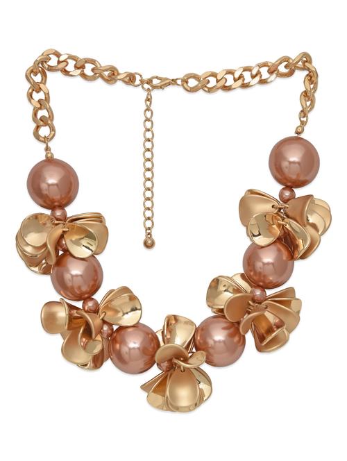 Beige Metallic Studded Necklace - 1280373 - Very Small Image - 1