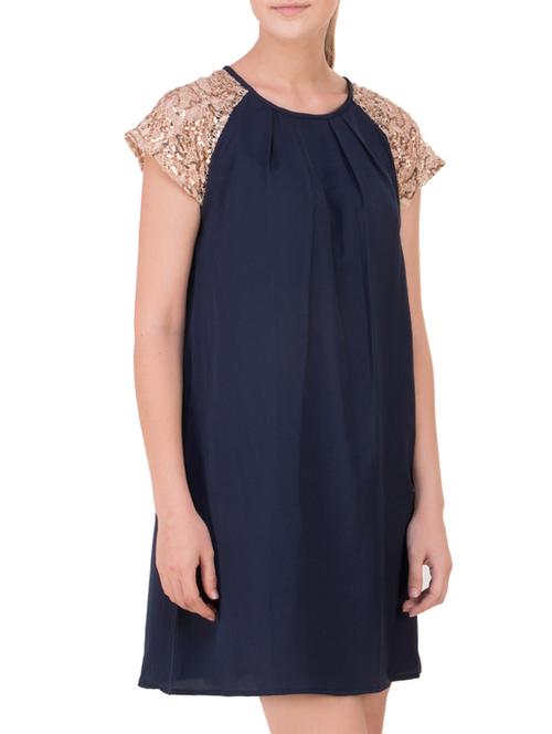 sequinned sleeves shift dress - 12806532 - Very Small Image - 1