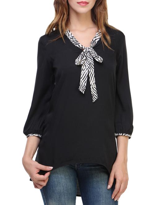 black crepe high low tunic - 12806577 - Very Small Image - 1