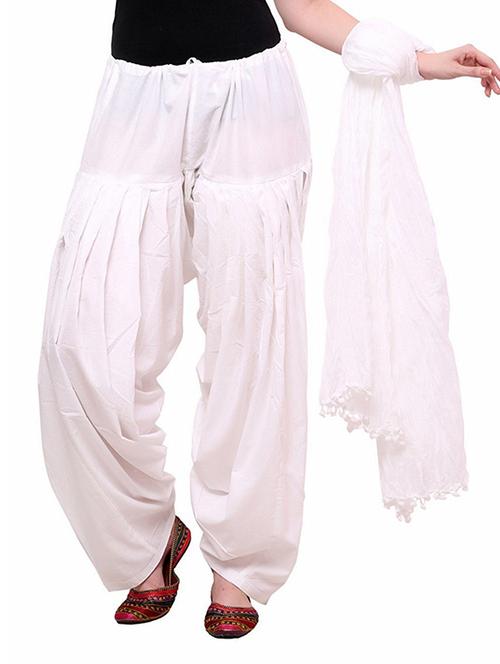 white cotton salwar with dupatta - 12808795 - Very Small Image - 1