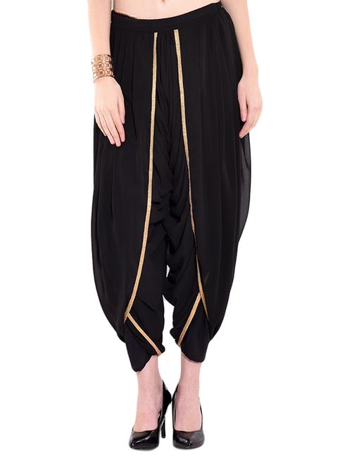 black silk blend dhoti salwar - 12808801 - Very Small Image - 1