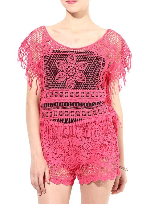pink cotton short sleeve top - 1280943 - Very Small Image - 1