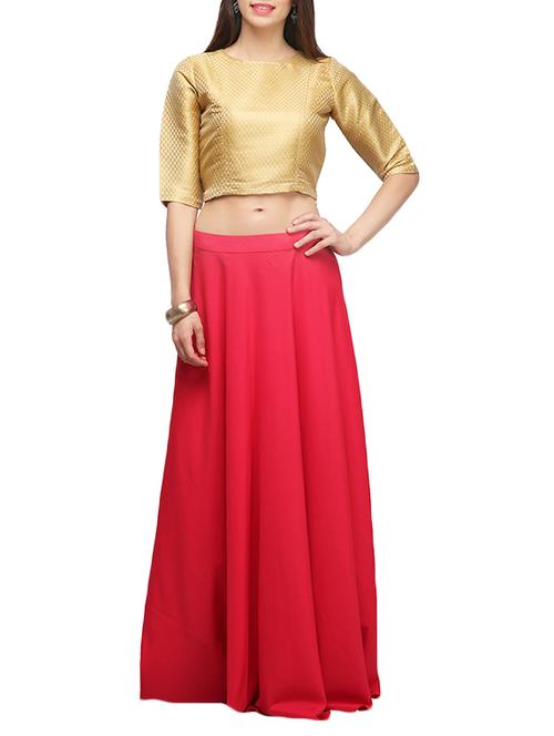 pink crepe flared skirt - 12809542 - Very Small Image - 1