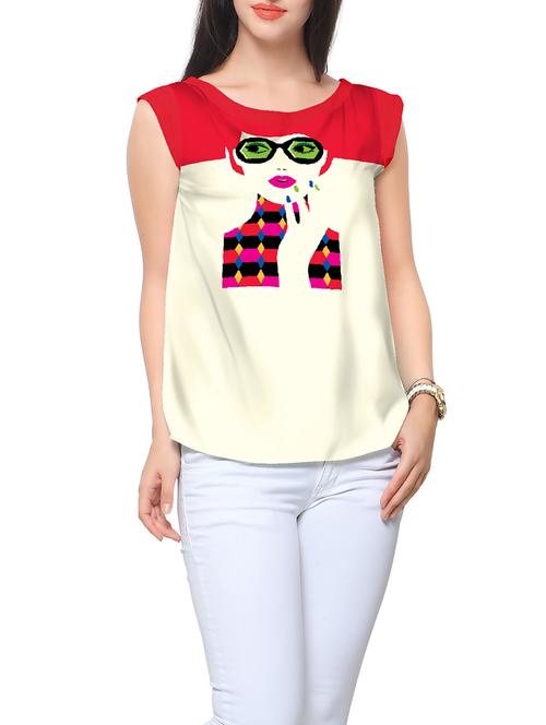 red printed crepe top - 12814910 - Very Small Image - 1