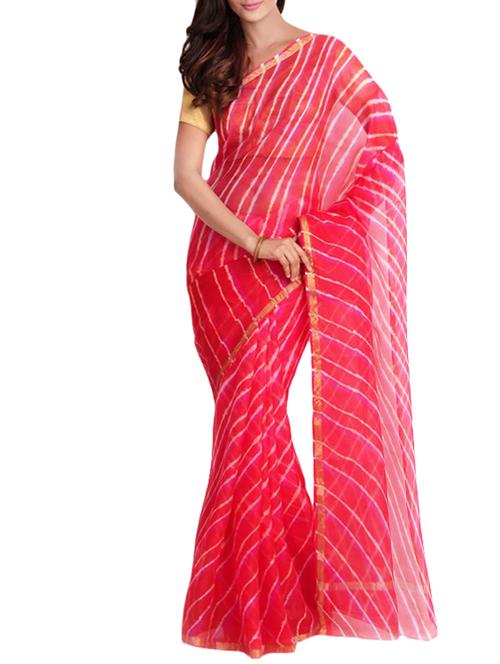 red georgette leheriya saree with blouse - 12815477 - Very Small Image - 1