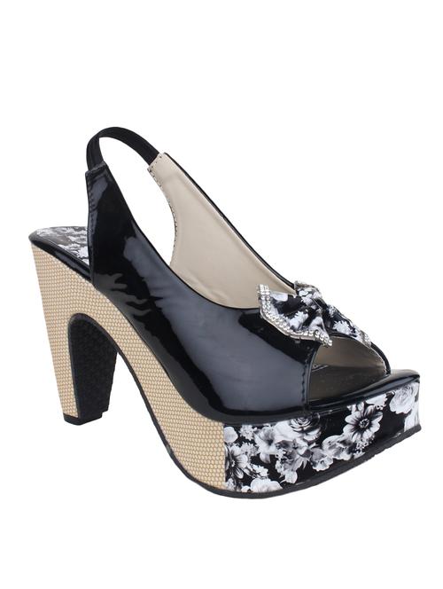 black leatherette back strap sandals - 12815945 - Very Small Image - 1