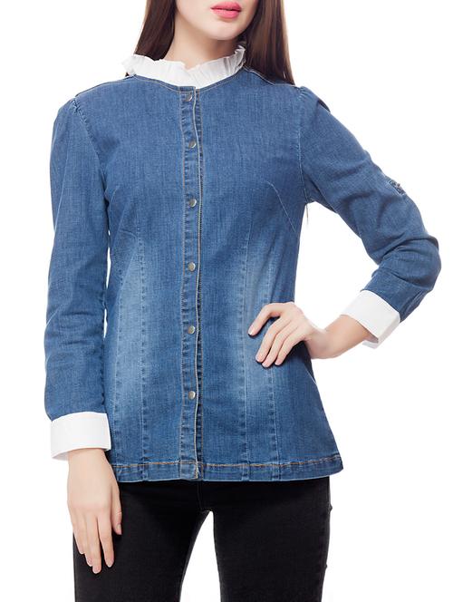 dark blue denim shirt - 12818740 - Very Small Image - 1