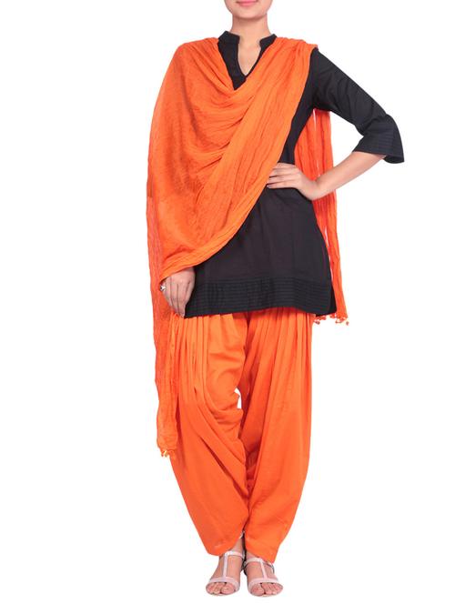 orange cotton salwar with dupatta - 12819282 - Very Small Image - 1