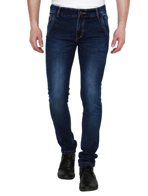 navy blue cotton washed jeans - 12820544 - Very Small Image - 1