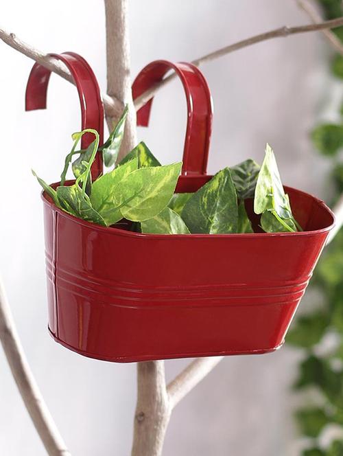 red metal hand painted hand painted oval railling planter   - 1282202 - Very Small Image - 1