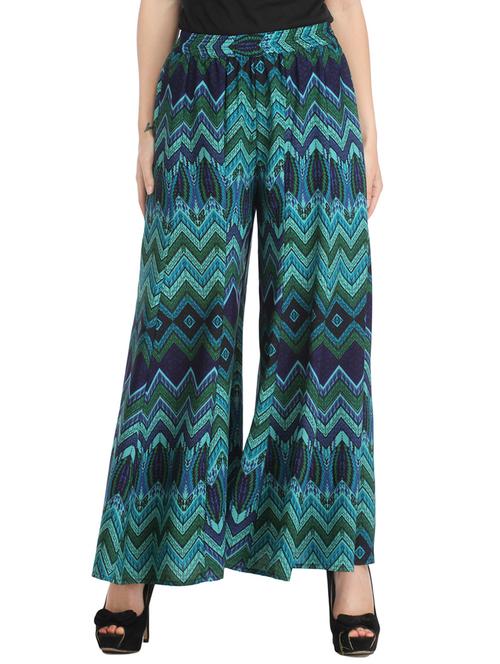 blue printed viscose palazzo - 12823354 - Very Small Image - 1