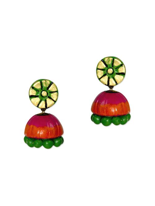 multi colored metal jhumka earrings - 12827306 - Very Small Image - 1