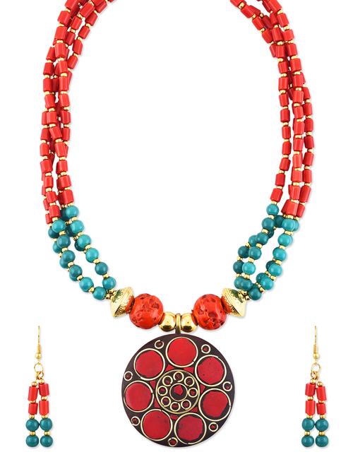 red metal long necklace - 12828318 - Very Small Image - 1