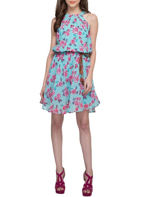 blue georgette blouson dress - 12829517 - Very Small Image - 1